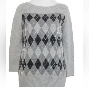 Talbots Pullover Gray Wool Blend sweater MP 8-10 NWOT